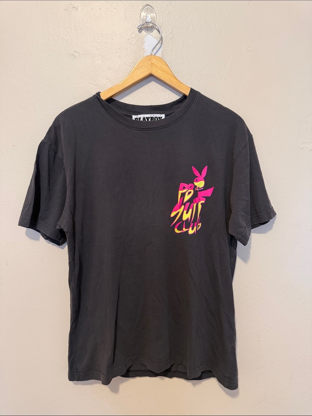 PLAYBOY Black Tee with Pink and Yellow Logo